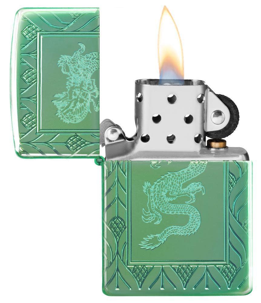 Armor?? High Polish Green Elegant Dragon with its lid open and lit