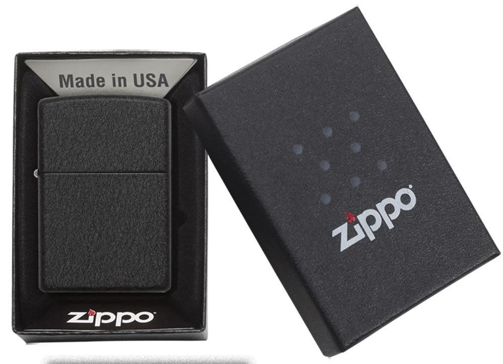 Front view of the Black Crackle?? Lighter in one box packaging