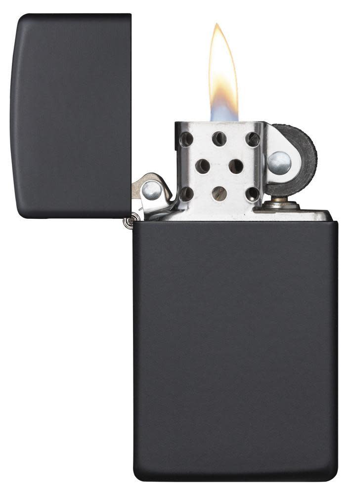 Slim?? Black Matte with its lid open and lit