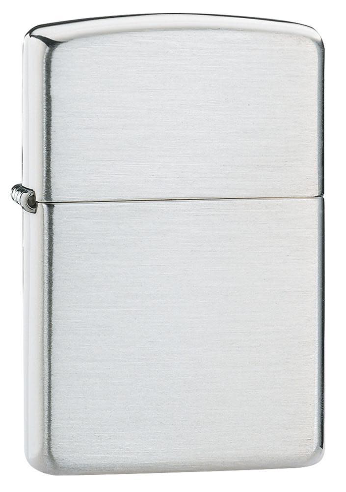 Armor?? Brushed Sterling Silver Windproof Lighter standing at 3/4 angle