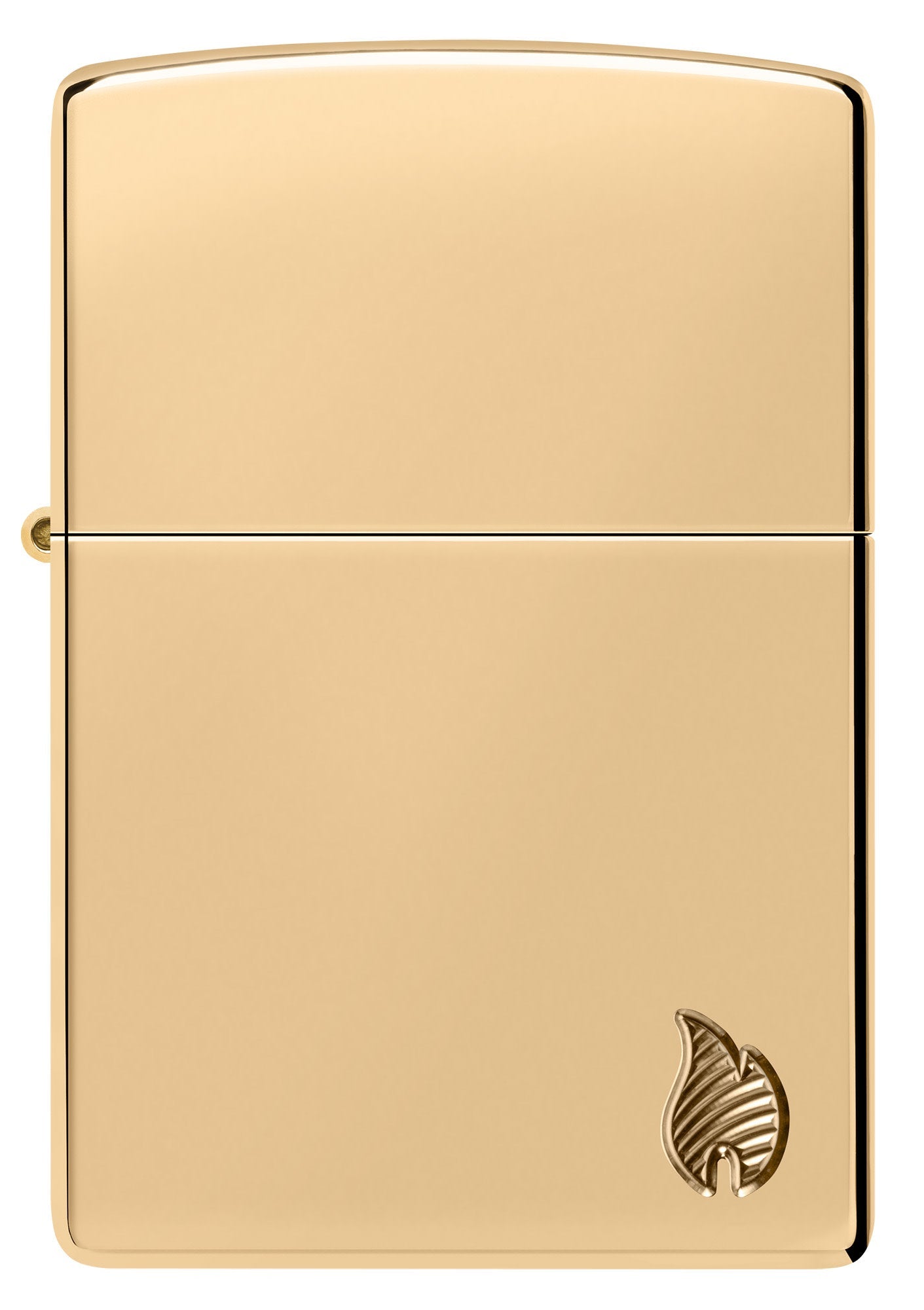 Front view of Zippo Armor?? Series Flame High Polish Brass Windproof Lighter.