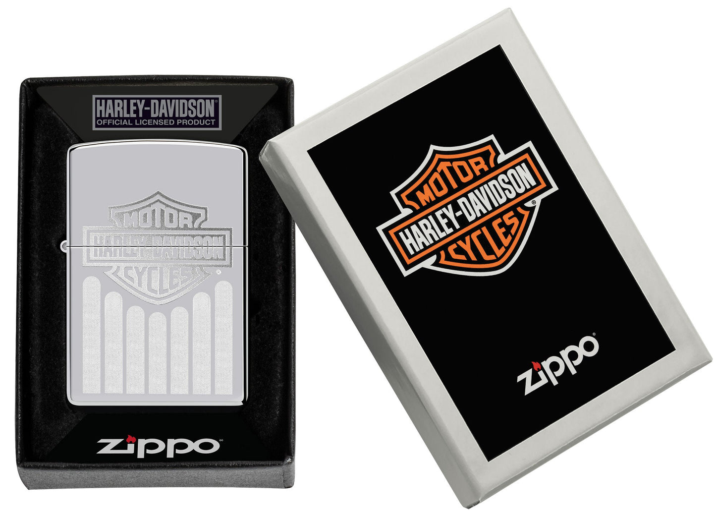 Zippo Harley-Davidson?? High Polish Chrome Windproof Lighter in its packaging.