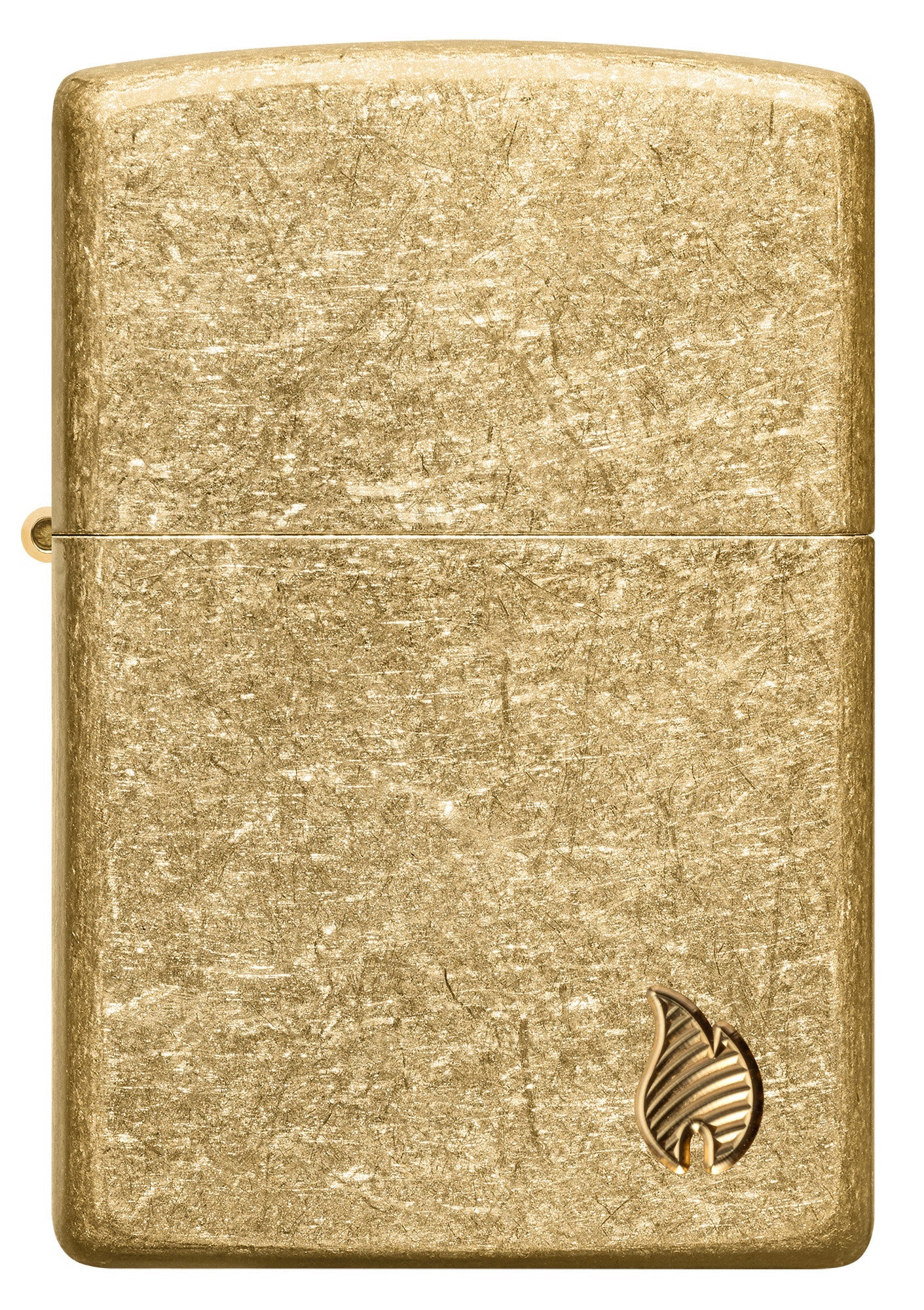 Front view of Zippo Armor?? Series Flame Tumbled Brass Windproof Lighter.