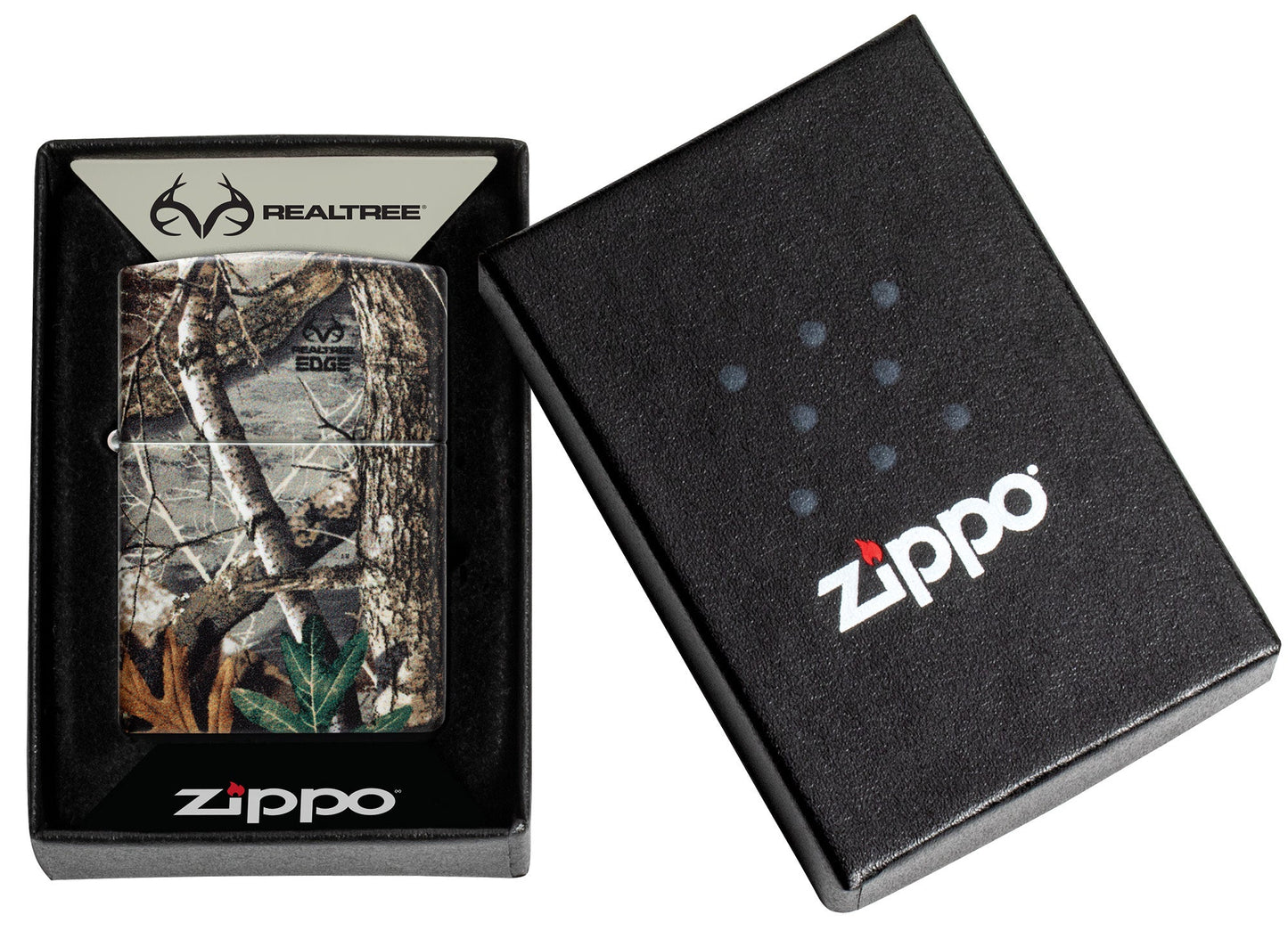 Zippo Realtree?? EDGEÆ?⺠Camo Design 540 Matte Windproof Lighter in its packaging.