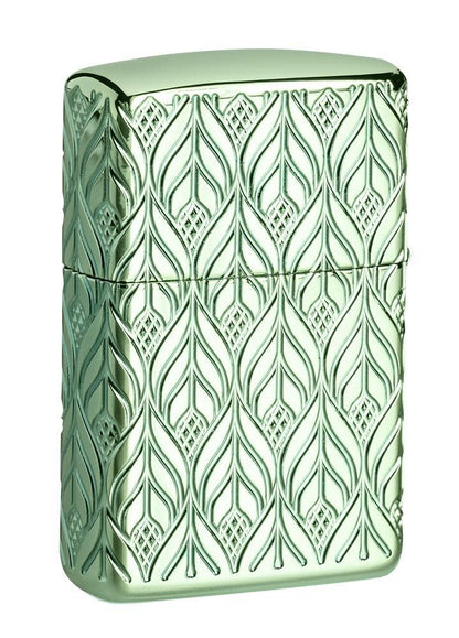 Back view of Armor?? High Polish Green Elegant Dragon standing at a 3/4 angle