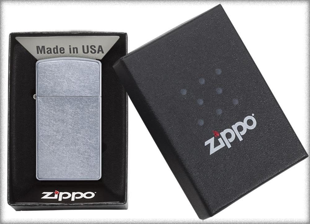 Slim?? Street ChromeÆ?âº Windproof Lighter in its packaging.