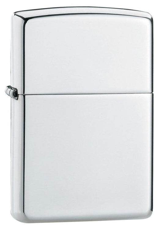 Armor?? High Polish Sterling Silver Windproof Lighter standing at a 3/4 angle