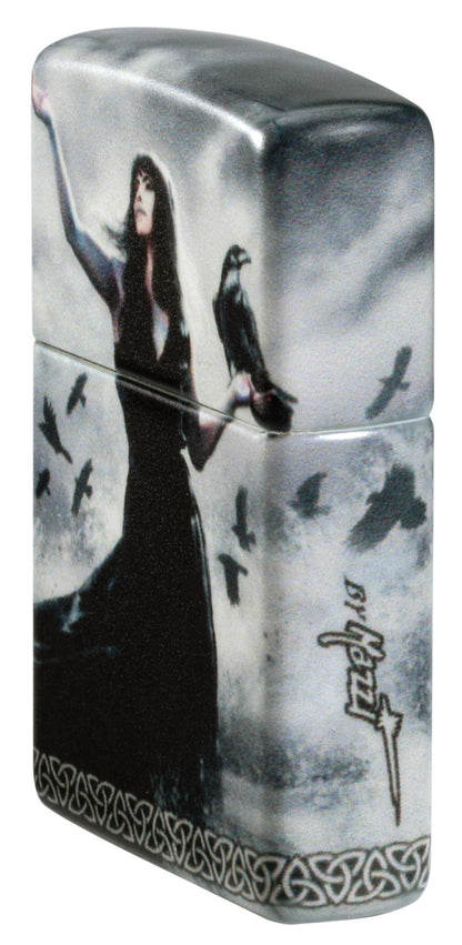 Angled shot of Zippo Mazzi?? 540 Matte Windproof Lighter showing the front and right side of the lighter.
