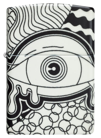 Front view of Zippo Vision Test Design Glow in the Dark Windproof Lighter.