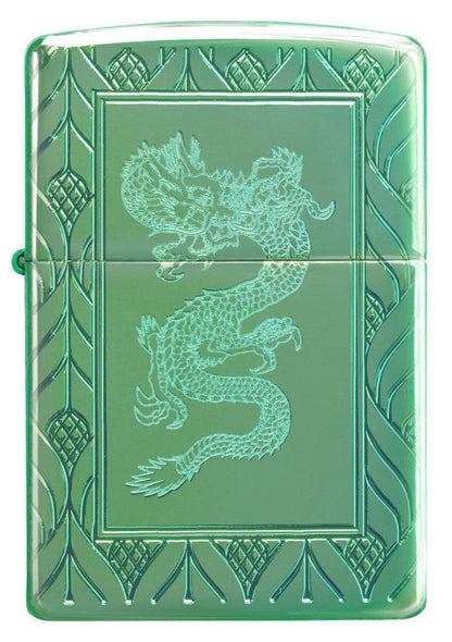 Front view of Armor?? High Polish Green Elegant Dragon