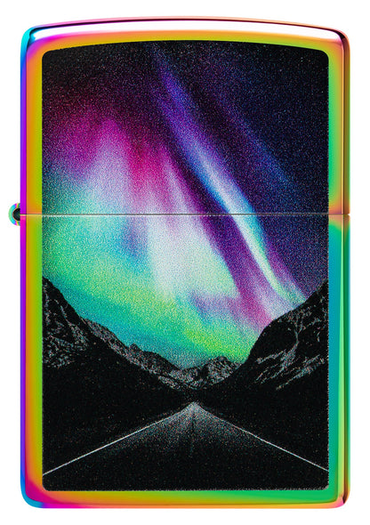 Front view of Zippo Aurora Road Design Multi Color Windproof Lighter.