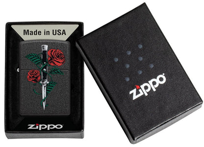 Rose Dagger Tattoo Design Black Crackle?? Windproof Lighter in its packaging.