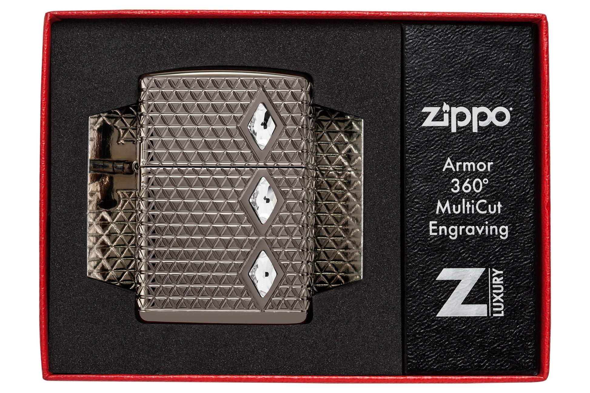 Zippo Diamond Pattern Design Armor?? Black Ice?? Windproof Lighter in its packaging.