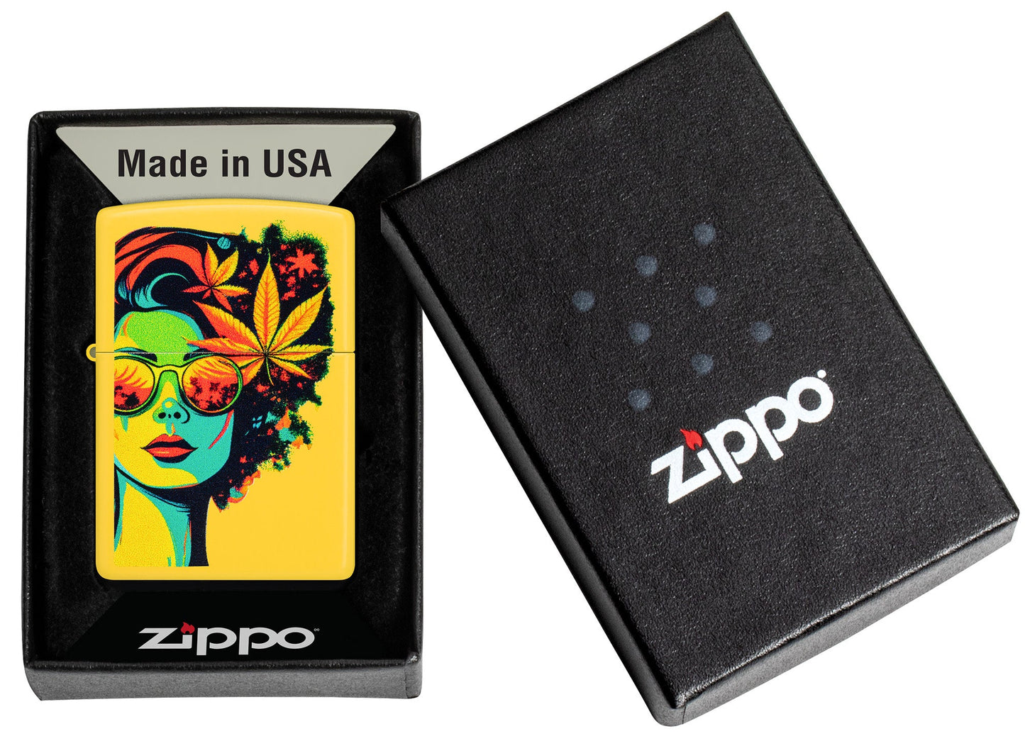 Zippo Blazing Beauty Design Sunflower Windproof Lighter in its packaging.