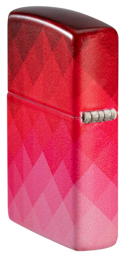 Angled shot of Zippo Ombre Pixel Design 540 Matte Windproof Lighter showing the back and hinge side of the lighter.