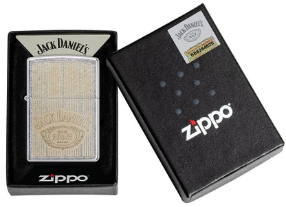 Jack Daniel's?? Logo Street ChromeÆ?âº Windproof Lighter in its packaging.