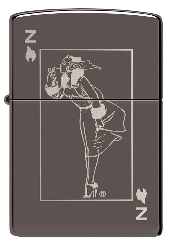 Front shot of Windy Design Card Black Ice?? Windproof Lighter.