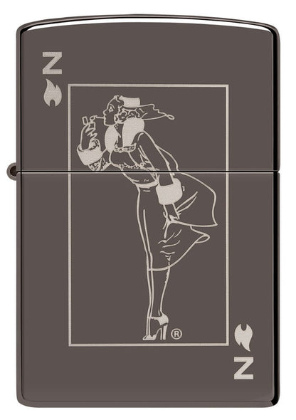 Front shot of Windy Design Card Black Ice?? Windproof Lighter.