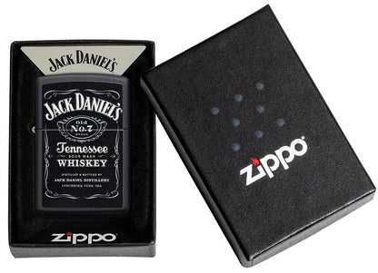 Jack Daniel's?? Texture Print Black Matte Windproof Lighter in its packaging