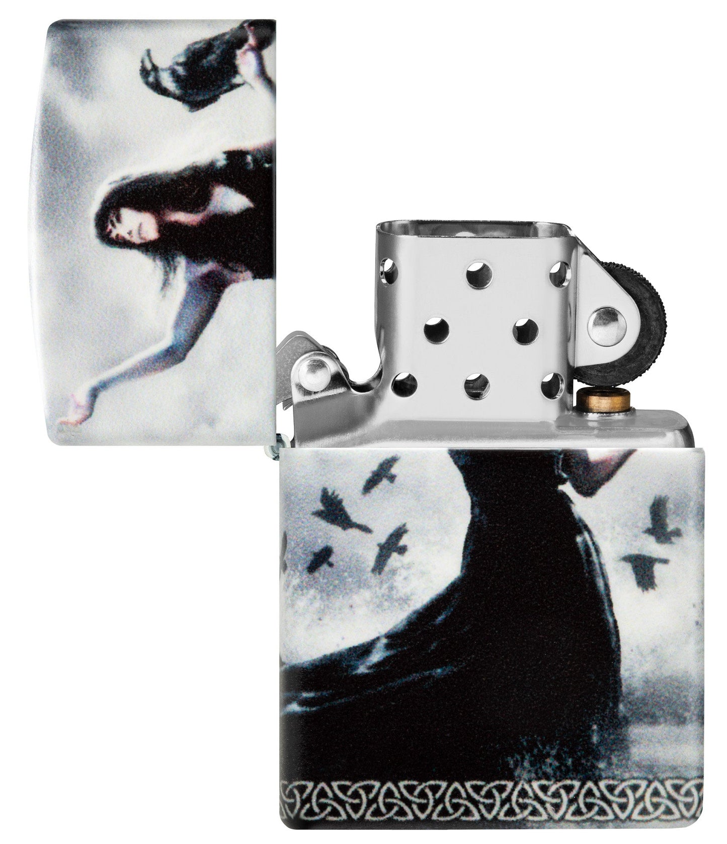 Zippo Mazzi?? 540 Matte Windproof Lighter with its lid open and unlit.