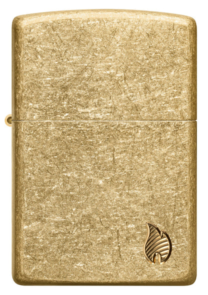 Front view of Zippo Armor?? Series Flame Tumbled Brass Windproof Lighter.