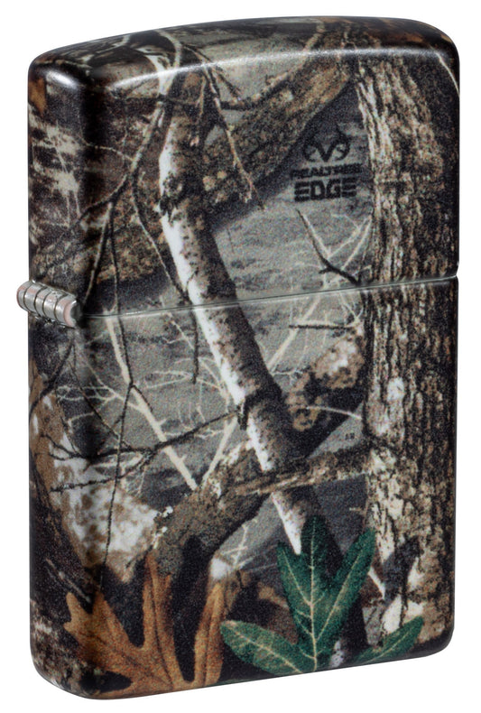 Front shot of Zippo Realtree?? EDGEÆ?âº Camo Design 540 Matte Windproof Lighter standing at a 3/4 angle.