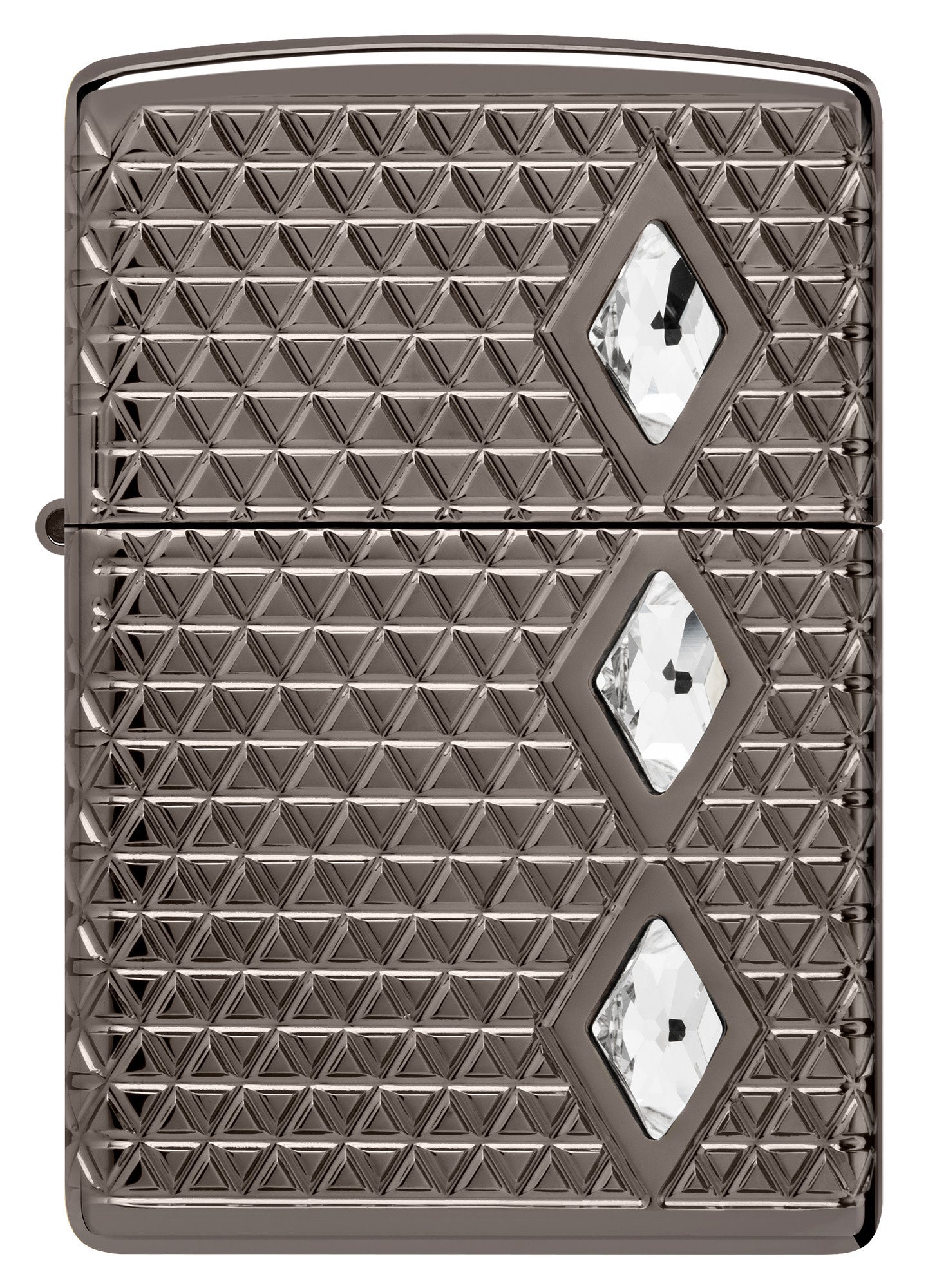 Front view of Zippo Diamond Pattern Design Armor?? Black Ice?? Windproof Lighter.